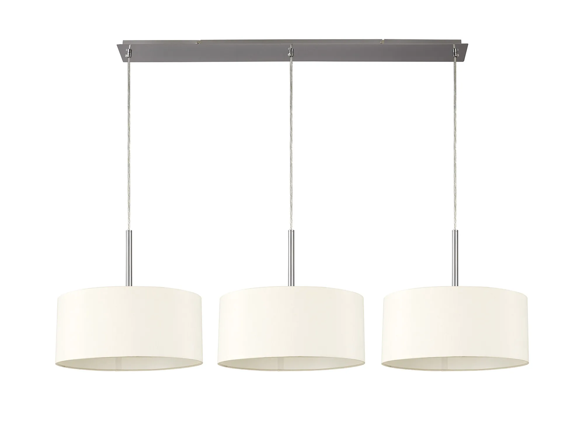 Baymont 40cm Shade 3 Light Pendant Satin Nickel, Ivory Pearl/White DK0593  Deco Baymont SN IV